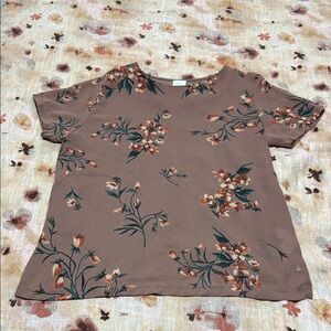 Zara Tan Floral Blouse